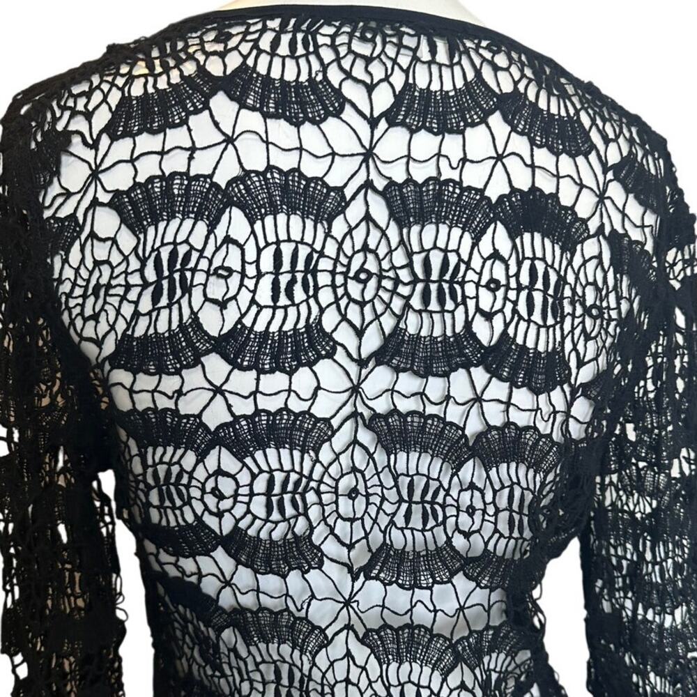OndadeMar Black Crochet Cotton Swim Cover Up Tunic Beach Dress Large - Picture 6 of 9